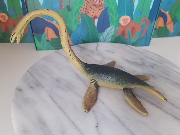 Dinossauro Elasmosaurus de vinil.colecao Salvat 22 cm comprimento, usado