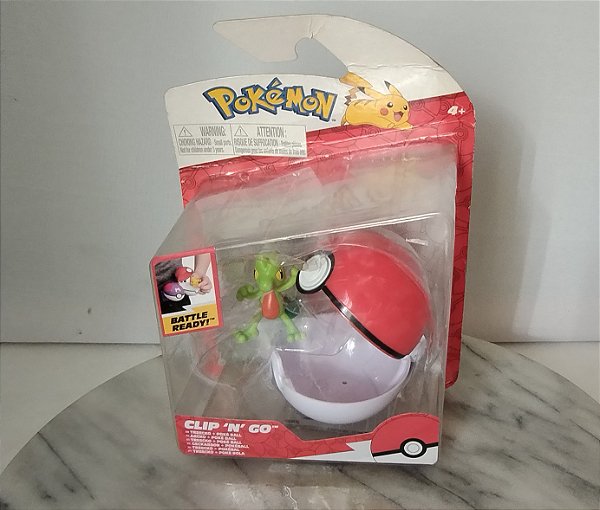 Pokémon Battle ready , clip 'n go Treecko, sem uso, embalagem com dano, falta folheto no