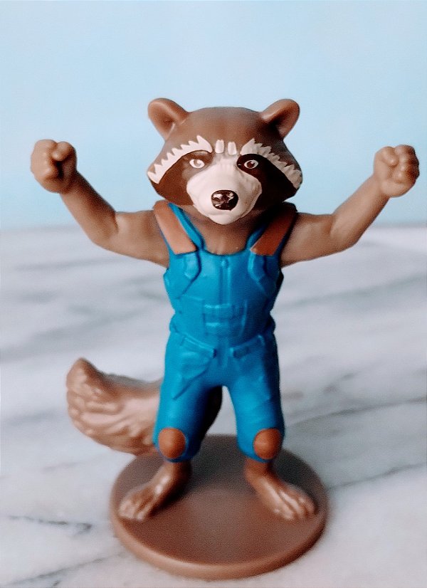 Figura estatica com base de Rocket racoon do Guardiões da galáxia, McDonald's, 8 cm, usada