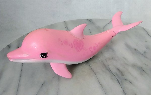 Golfinho rosa com ruido da Barbie treinadora de golfinhos 19 cm, usado