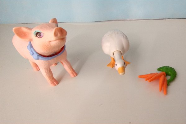 Magical pets da Barbie Maytel 1997, porquinho e ganso, usados