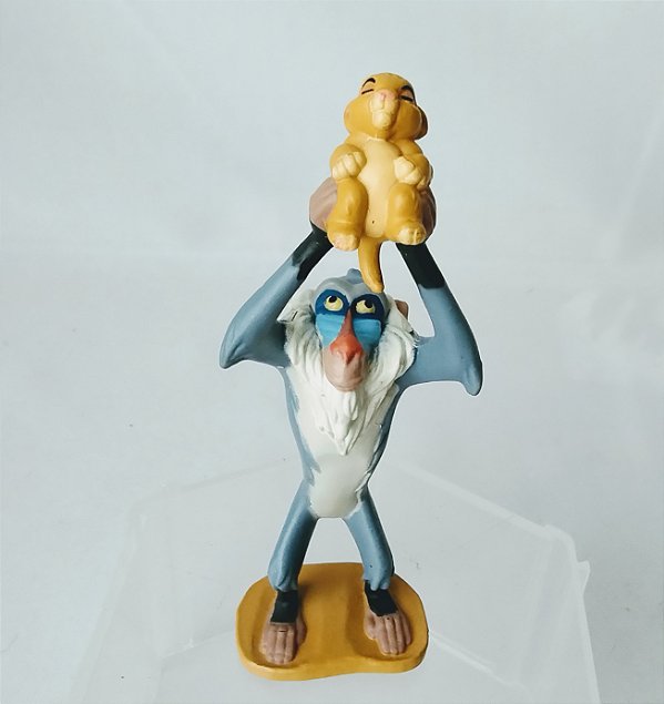 Miniatura Disney macaco Rafiki levantando bebê Simba, Rei Leão, 12 cm, usado