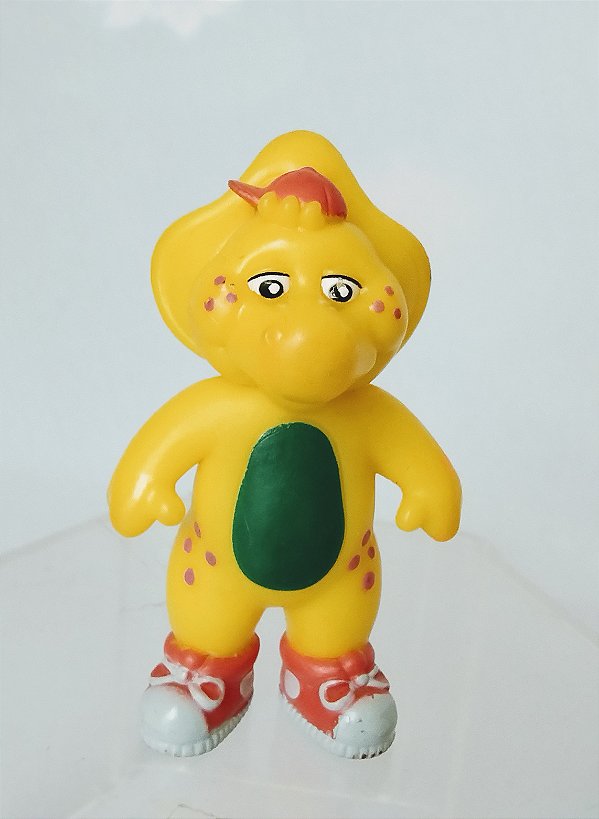 De 1996 Miniatura de vinil solido dinossauro amarelo BJ do Barney e amigos,7 cm
