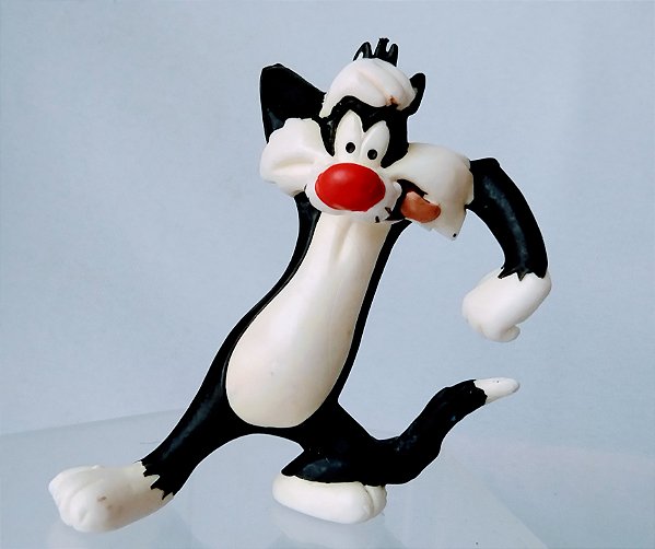 De 2000, Frajola com uma pata na cabeça, Looney tunes, Bullyland, Alemanha, 9 cm, usado