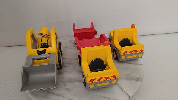 Playmobil 123, 2 caminhões de construção e escavadeira com  boneco
