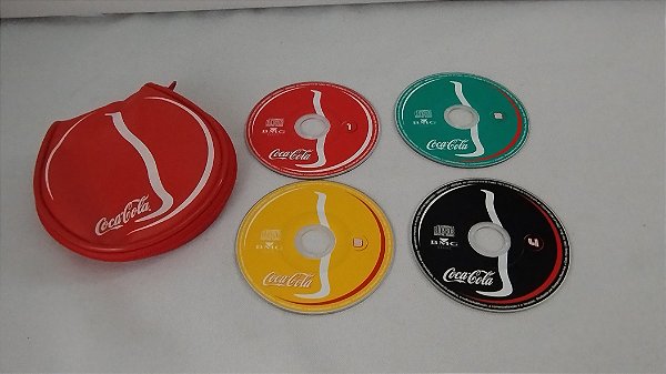 Porta Mini CD vibe sound coca cola com 4 unidades, anos 2000