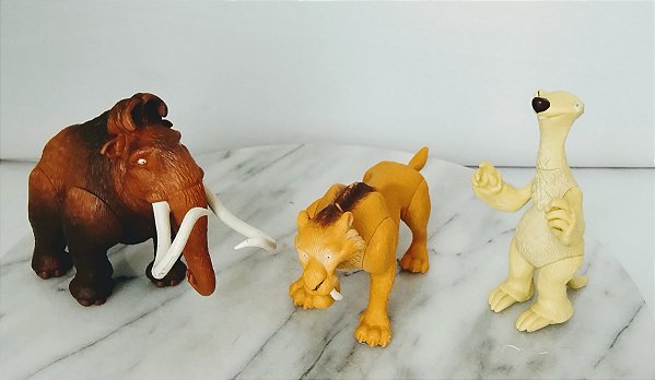 Animais articulados de vinil, Manny, Diego e Sid da Era do Gelo, Fox  2012, 10 a 13 cm