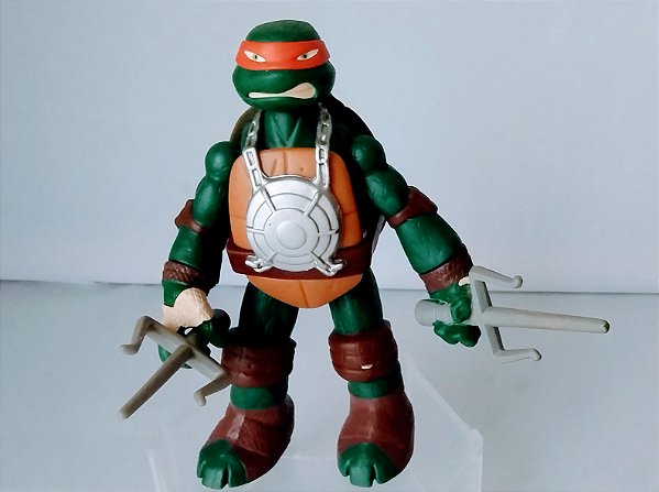 Boneco articulado tartaruga ninja Rafael com ruido e fala Playmates 2014, 15 cm