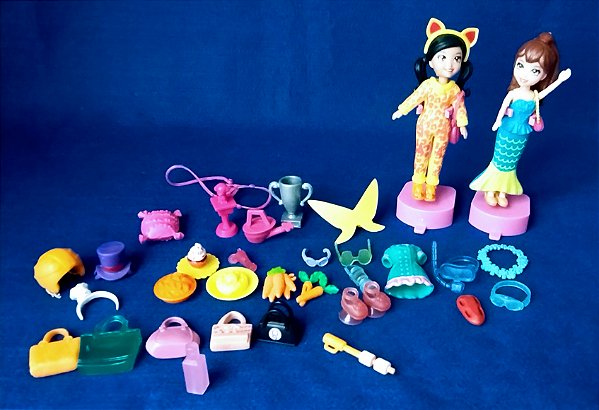 Bonecas Polly e acessórios variados, usados