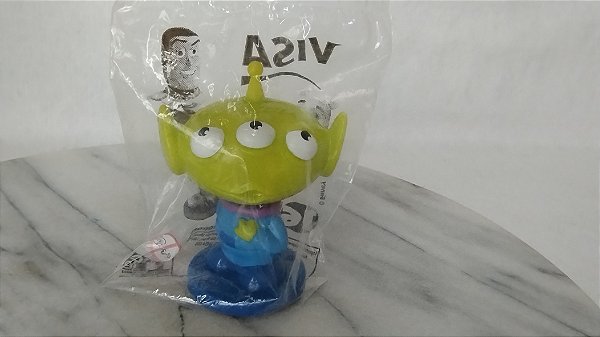 Brinde cartão Visa boneco Bobblehead ET do Toy Story Disney Pixar, 8 cm, lacrado
