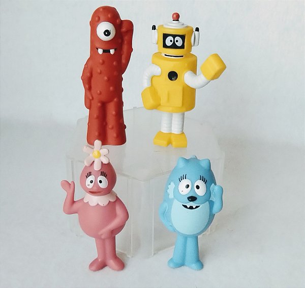 Miniatura de vinil, 4 personagens do Yo Gabba Gabba 8 e 9 cm