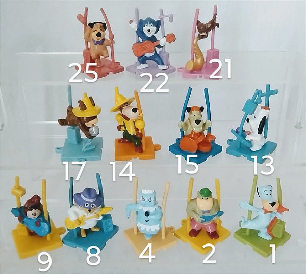 Anos 90,12  bonecos roqueiros  Hanna Barbera promocional Elma Chips