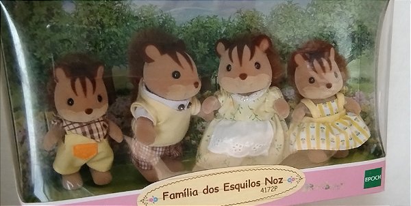 Sylvanian Families, familia de Esquilos Noz, caixa lacrada se