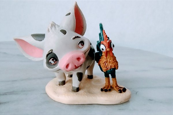 Miniatura Disney galinha hei hei e porquinho Pua do desenho Moana, 6 cm