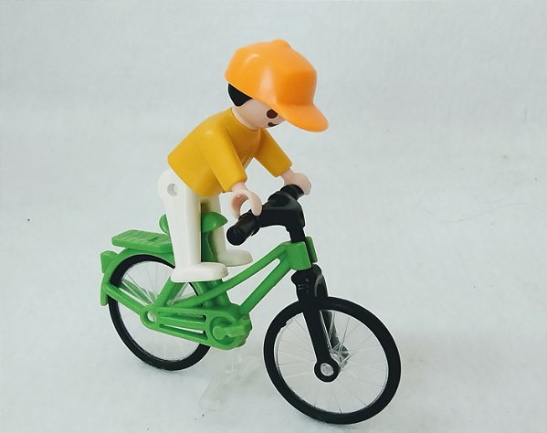 Playmobil ,menino na bicicleta verde