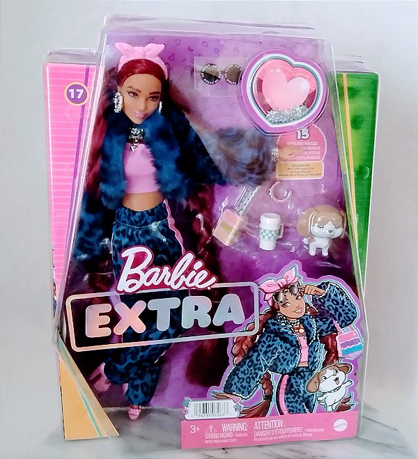 Barbie extra #17 jaqueta e calças oncinha azul, Mattel  2022, nova, lacrads