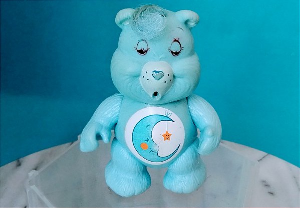 Ursinho carinhoso de vinil articulado da Estrela azul com lua, 8 cm