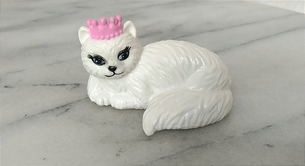 Miniatura de vunil estática da gata Serafina da Barbie, a princesa e a plebeia, Mattel 2004, 4,5cm  comprimento