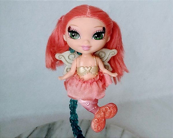 Boneca fada sereia cabelo rosa coleção Barbie fairytopia mermaidia Mattel 2005, 14 cm