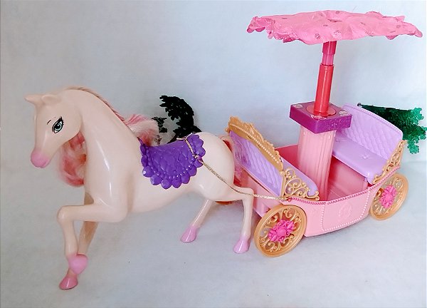 Carruagem da Barbie escola de princesa Mattel 2011, chave do guarda sol danificado, puxadores adaptados
