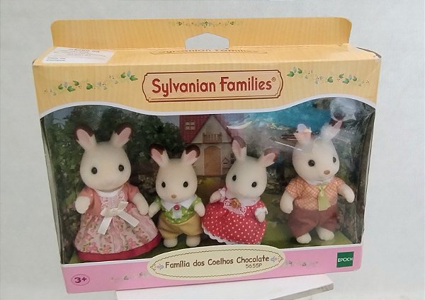 Sylvanian families, familia de coelhos chocolate, lacrada
