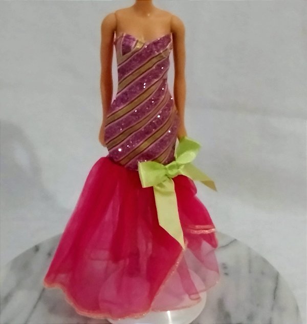Vestido quase longo + sandálias da Barbie , um Natal Perfeito, Mattel 2011