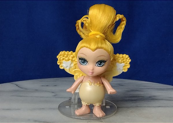Mini fada do dente amarela 9 cm,  coleção Barbie Fairytopia Magic of tooth fairy, Mattel 2007