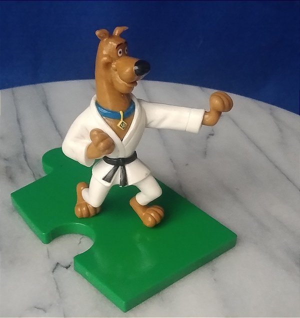 Scooby Doo Atleta 2007 , de judo , com base, Hanna Barbera, coleção Bob's , 8 cm