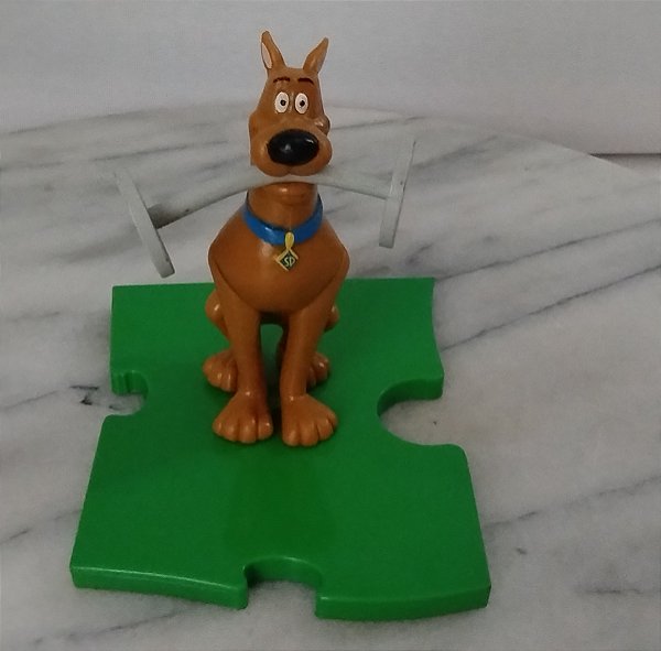 Scooby Doo Atleta 2007 , halterofilista , com base, Hanna Barbera, coleção Bob's , 8 cm