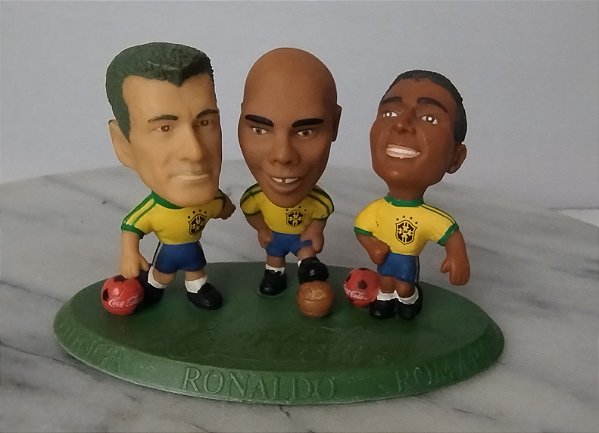 Trio de mini craques Coca cola Ronaldinho, Romário e Dunga 1998