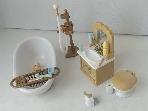 Sylvanian Families, móveis de banheiro inclusive chuveiro