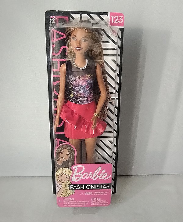 Barbie fashionistas #123, morena de cabelos trançados, Mattel 2018, nova, lacrada