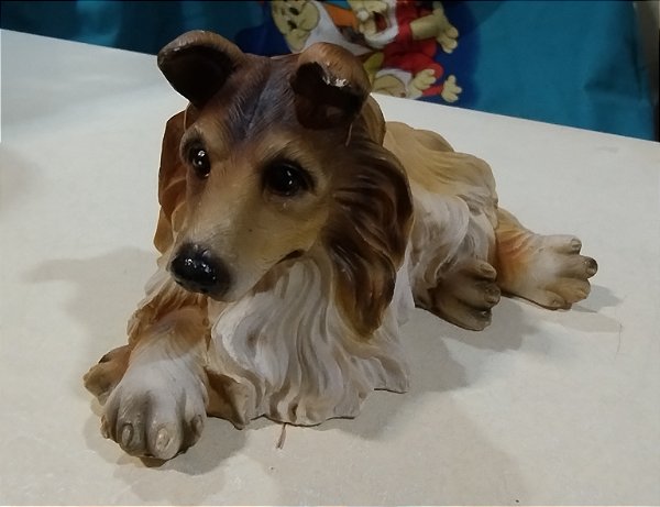 Estatueta de resina sem marca de Collie , 15 cm de comprimento; 8 cm de altura