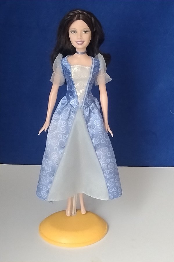 Dama azul com falha na maquiagem da Barbie Rosela ,princesa da Ilha, Mattel 2007
