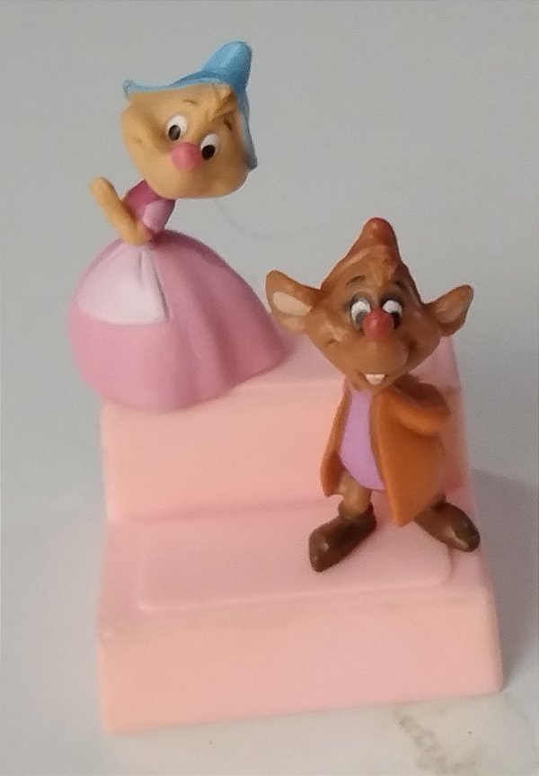Miniatura Disney ratinhos da Cinderela Jaq 4 cm e Mary 3,5 cm