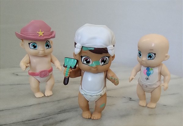 Bonecos bebes articulados colecionáveis, secret babies da Headstart, 7 cm, lote de 3 variados