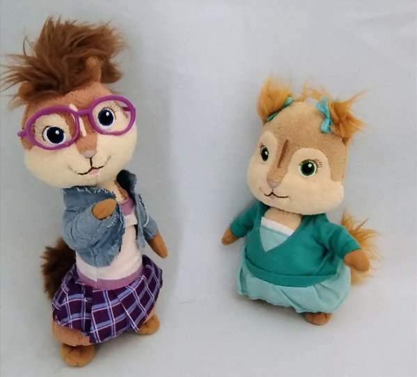 Pelúcia Ty de Esquiletes Jeanette 20 cm e Eleanor 15 cm do Alvim e seus esquilos