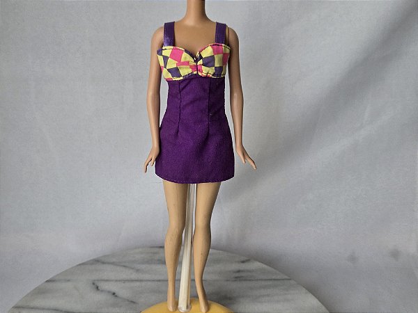 Vestido roxo de cartela para Barbie, colecao Fashion favorites. 1998,