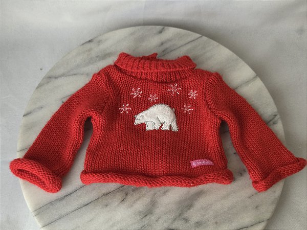 Cardiga vermelho com urso polar para bonecas American Girl compatível com zoar Generation