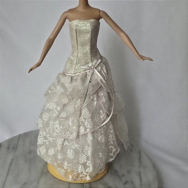 Roupa para Barbie vestido Noiva Wedding day sparkle 2008