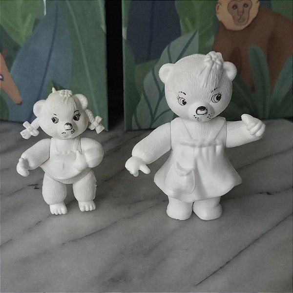 Miniatura de vinil branco ursa peposa e peposinha, 8,5 e 6 cm , da Gulliver