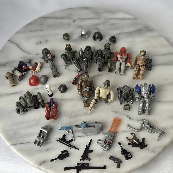 Mega blogs, Kre-o, Mega Construx, lote de sucata mini figuras e acessórios, inclui Halo