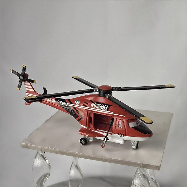 Miniatura de metal Helicóptero Blade Ranger da Disney Planes, fire and Rescue faltando a porta, Mattel 2013, 16 cm comprimento
