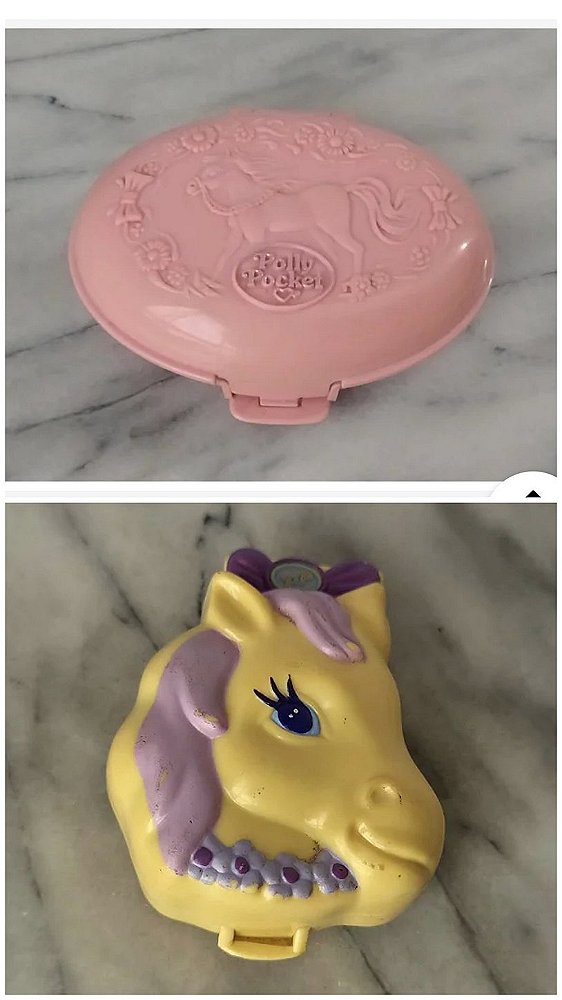Polly pocket vintage da Bluebird anos 90, estojo rosa e outro amarelo