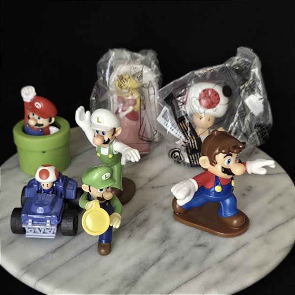 Bonecos personagens Super Mario Nintendo (7), coleção Mcdonald's de 2018 e 2022