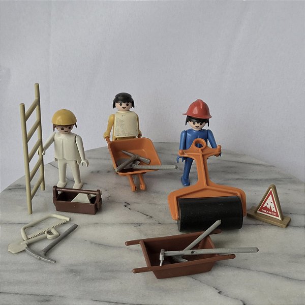Playmobil Trol lote de 3 construtores equipamentos e ferramentas