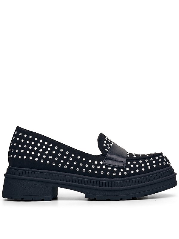 Loafer Preto com Aplicações em Pedraria