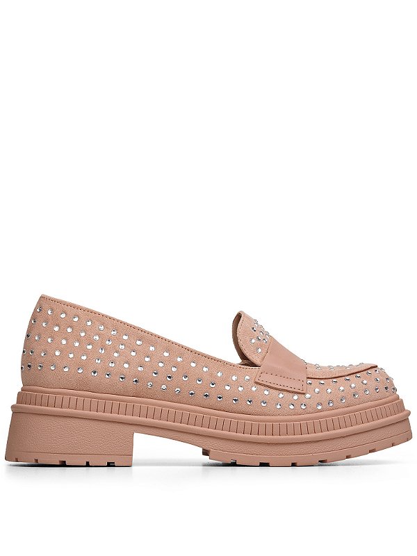 Loafer Nude com Aplicações em Pedraria