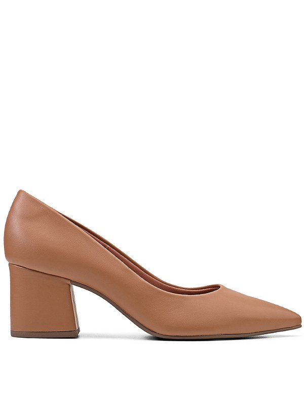 Scarpin Lia Caramelo Salto Bloco Médio