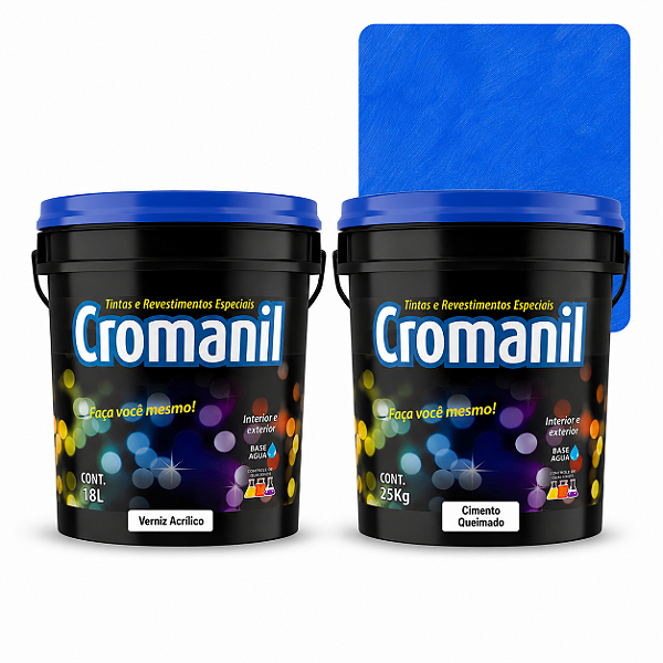 Kit Cimento Queimado Cromanil Anil Balde 25kg + Verniz Acrílico Premium 18L